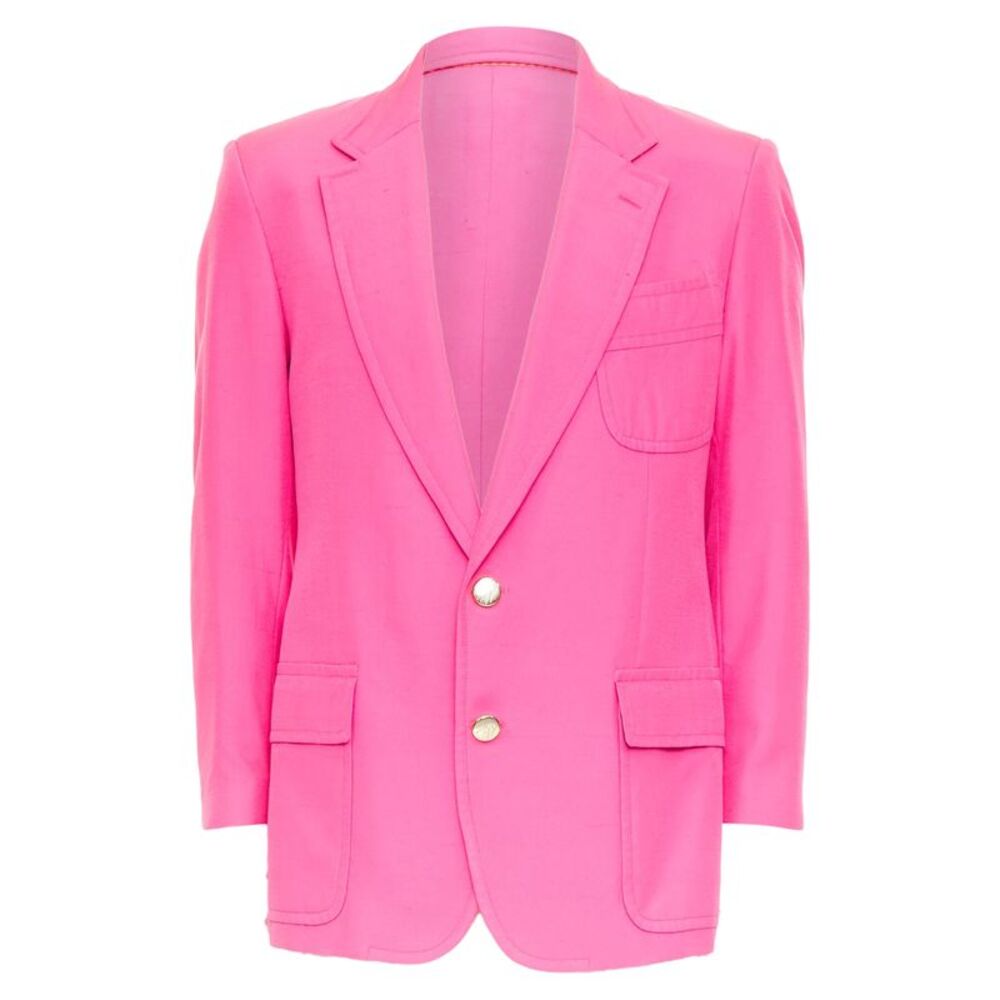 Etro silk magenta pink pocket flap single breasted blazer